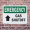 Signmission Gas Shutoff (Up Arrow) With Symbol, 14 in W x Rectangle, Plastic OS-2PACK-EM-P-1014-L-10390 - alternate 2